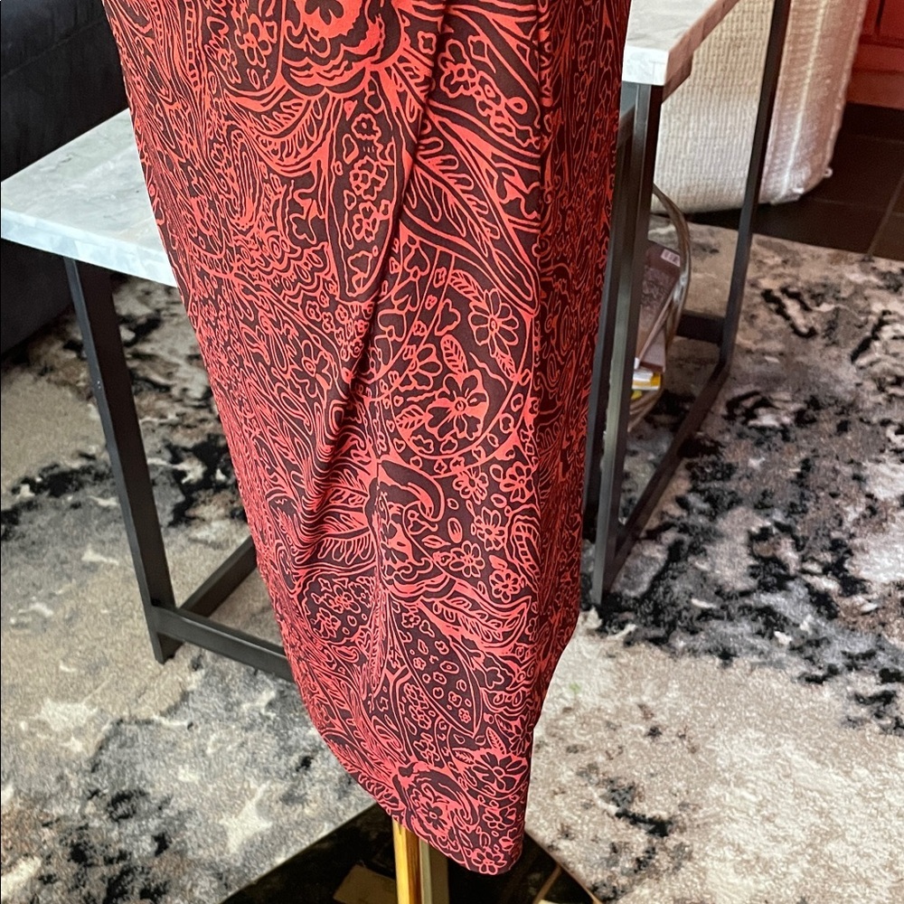 Sara Campbell Red and Brown Paisley Shirred Dress Fits 6-8 - Picture 4 of 13